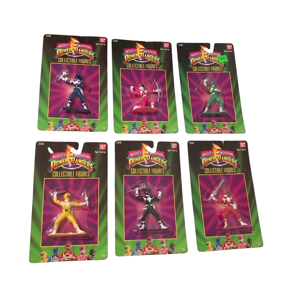 Mighty Morphin Power Rangers Collectible Figures Set of 6‎ Sealed Bandai